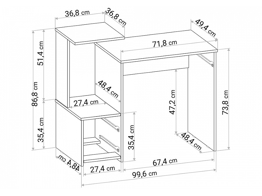 Компьютерный стол Джаз-24 99,6х49,4х86,4 правый венге