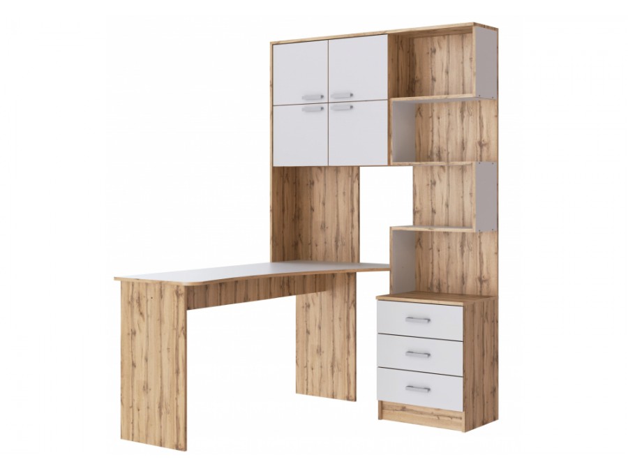 Компьютерный стол Ганор левый дуб вотан / белый