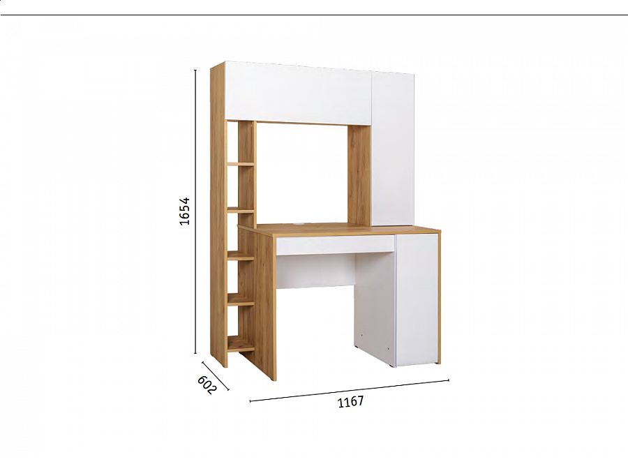 Компьютерный стол Комфорт 12.71 116,7х60,2х165,4 дуб золотой craft / белая аляска