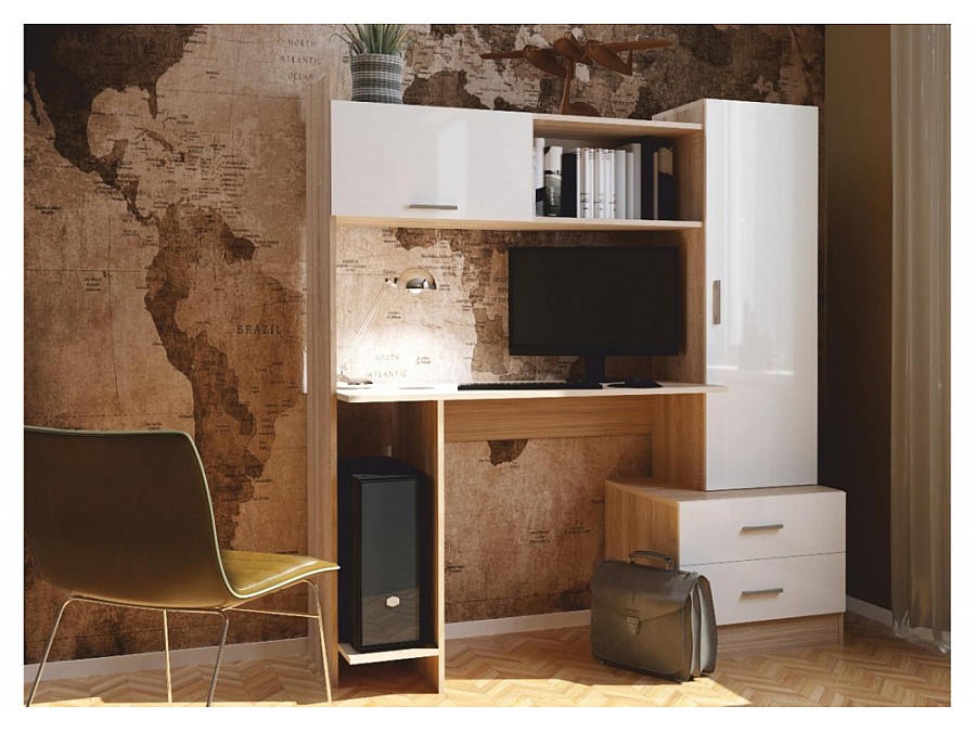 Компьютерный стол Бишоп 7 153х59х160 дуб сонома / белый