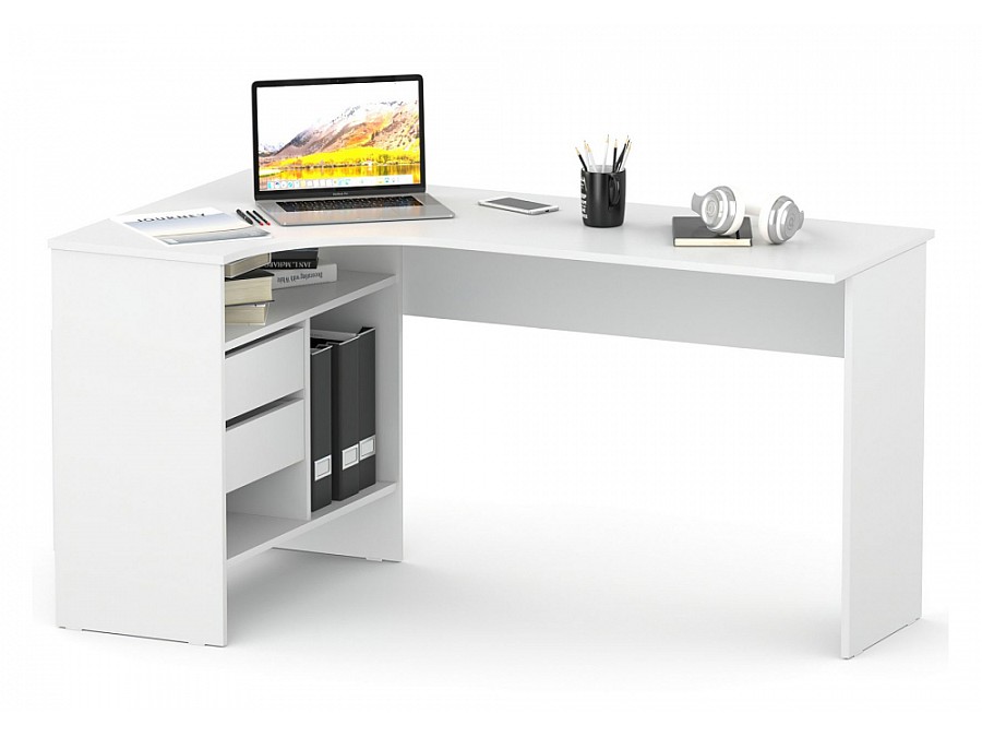 Компьютерный стол СПм-25 145х81х74 левый белый