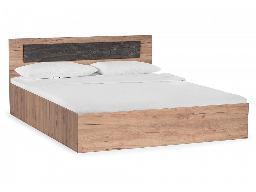 Кровать Taika 160х200 дуб золотой / камень темный