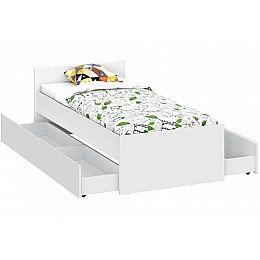 Кровать Валенсия 90х200 с ящиками белый текстурный