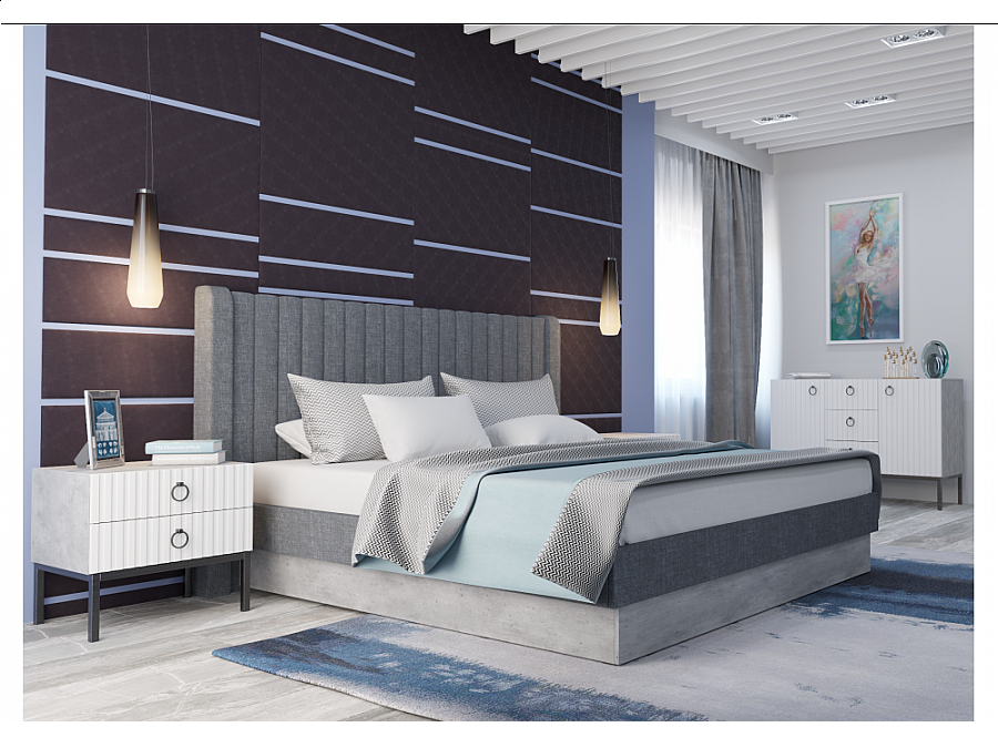 Tulip 160х200 с ПМ метрополитан грей / белая матовая