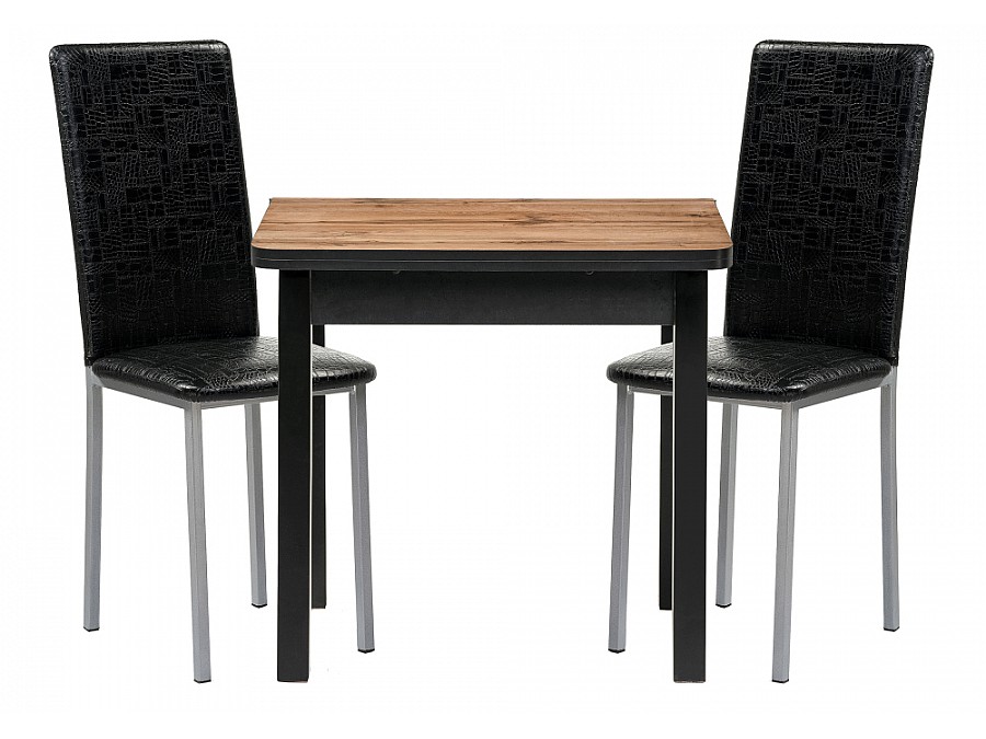 Обеденная группа Мирана черный крокодил / черный / дуб вотан