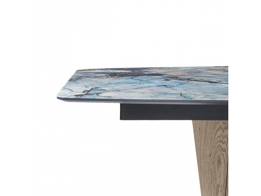 Стол стеклянный Теон 140(180)х80х75 магеллан / галифакс натуральный / графит