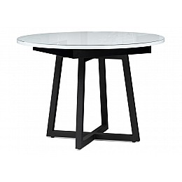 Стол стеклянный Регна 100(130)х100х75 черный / белый