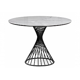 Стол стеклянный Вивиен 110 белый мрамор / черный