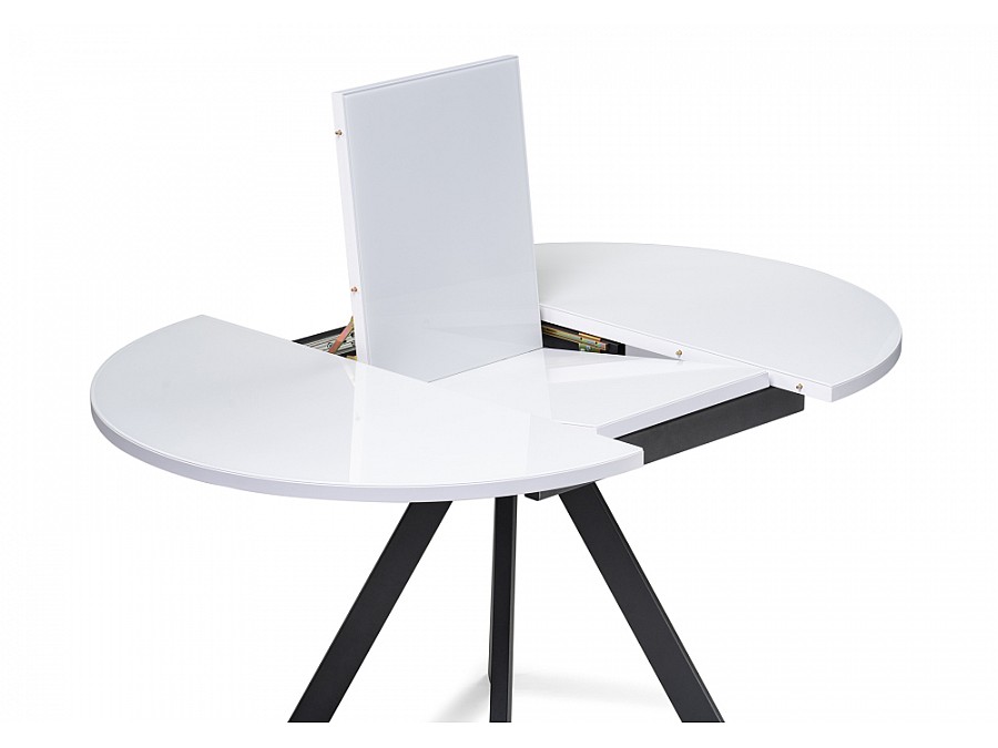 Стол стеклянный Трейси 100(140)х100х75 белый / черный