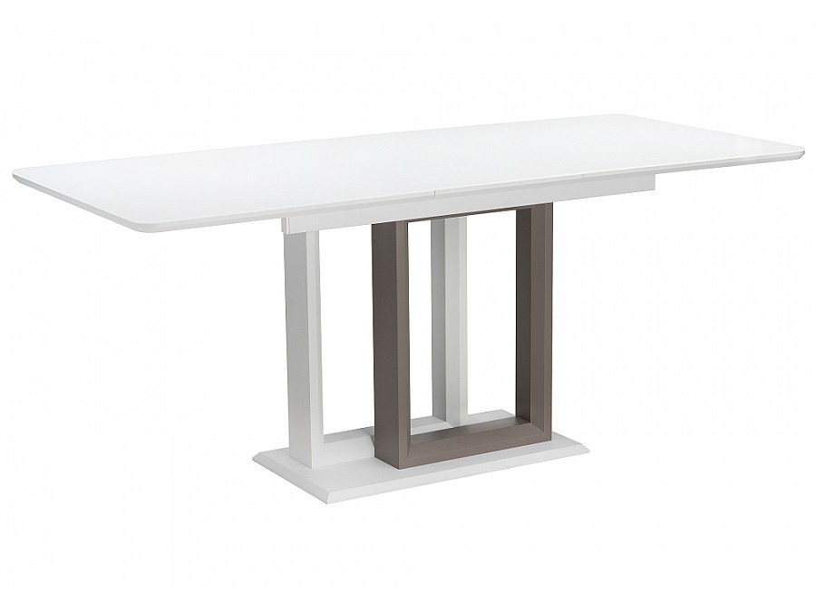 Стол стеклянный Санса 140(180)х80х76 грей / белая шагрень / грей