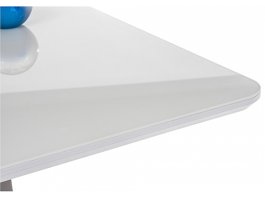 Стол стеклянный Санса 120(160)х80х76 белая шагрень / белый