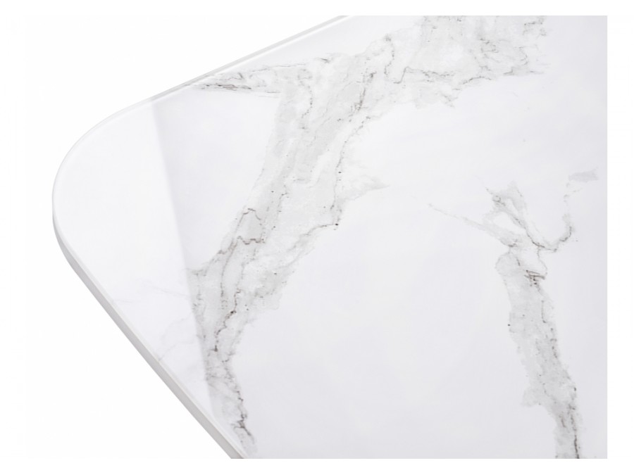 Стол стеклянный Петир дуб с пилением / белая шагрень