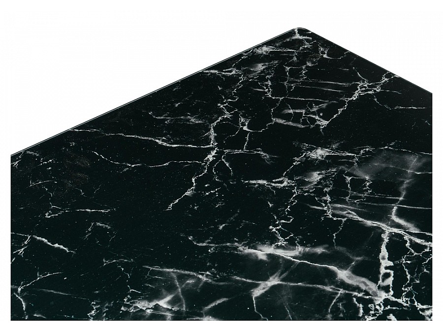 Стол стеклянный Иматра 140(180)х80х76 черный мрамор / черная шагрень / камень