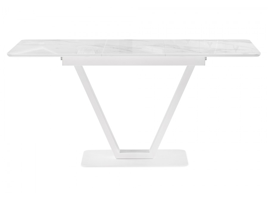 Стол стеклянный Бугун 120(160)х80х77 белый мрамор / белый