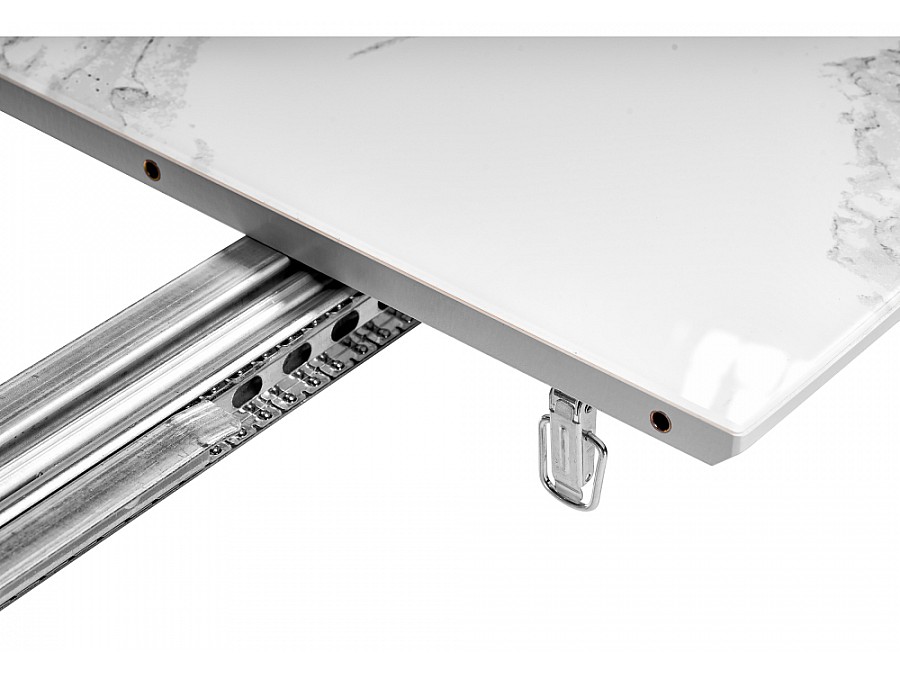 Стол стеклянный Эмма 110(150)х70х76 белый мрамор / белый
