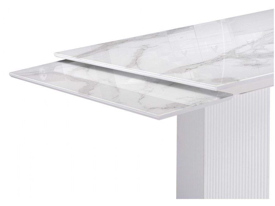 Стол стеклянный Стеклянный стол Монерон 200(260)х100х77 белый мрамор / белый