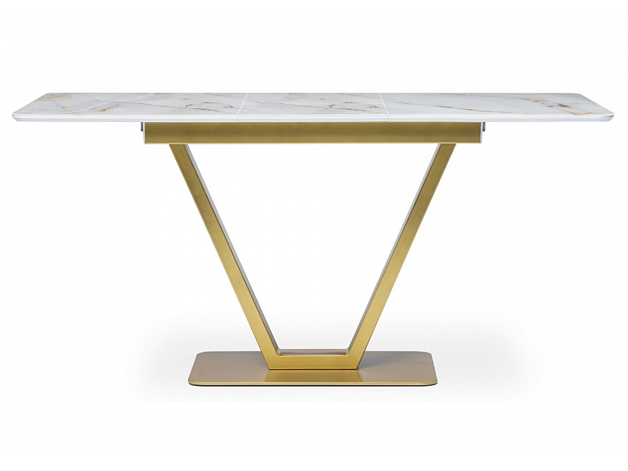 Стол стеклянный Бугун 120(160)х80х77 белый / золото