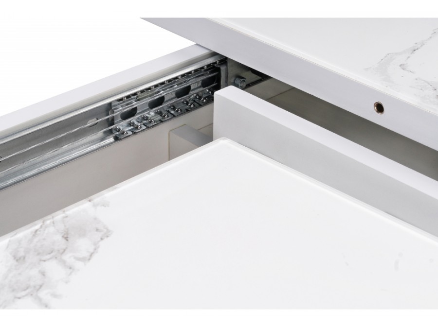 Стол стеклянный Петир дуб с пилением / белая шагрень