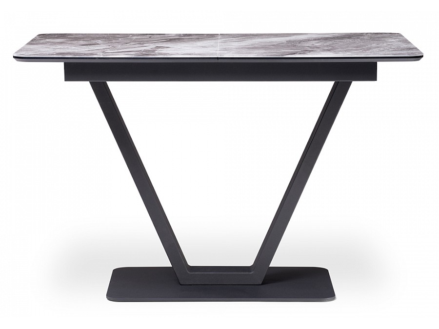 Стол стеклянный Бугун 120(160)х80х77 мрамор серый / черный