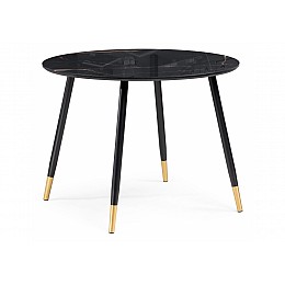 Стол стеклянный Анселм обсидиан / черный / золото