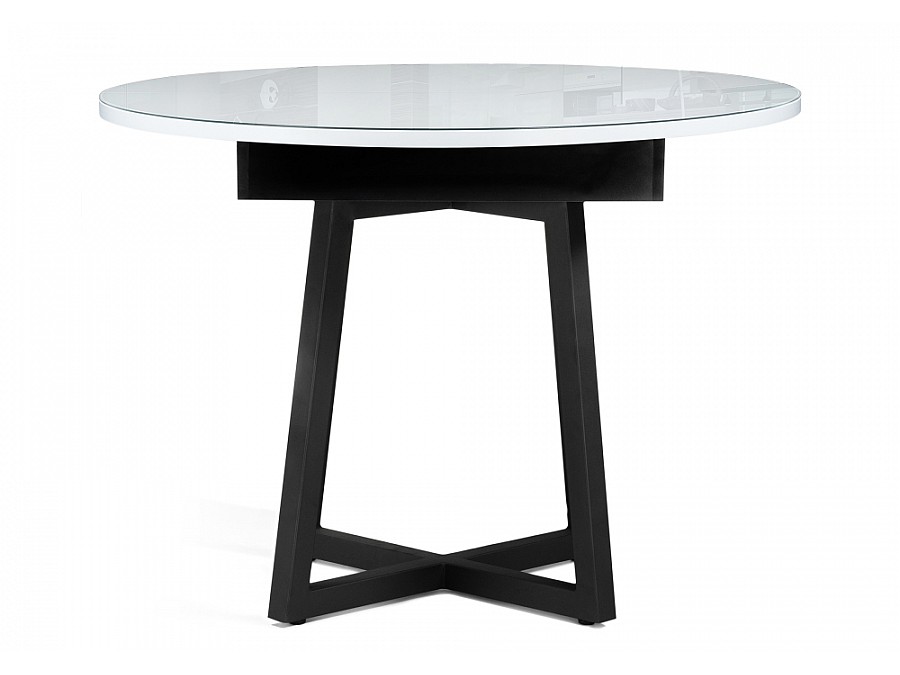 Стол стеклянный Регна 100(130)х100х75 черный / белый