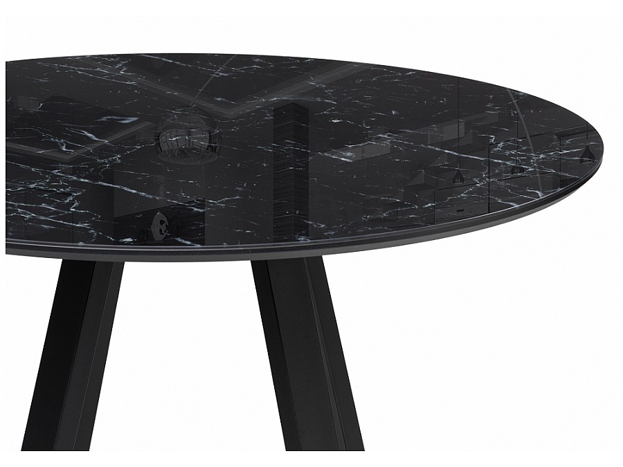 Стол стеклянный Норфолк 100х78 черный мрамор / черный