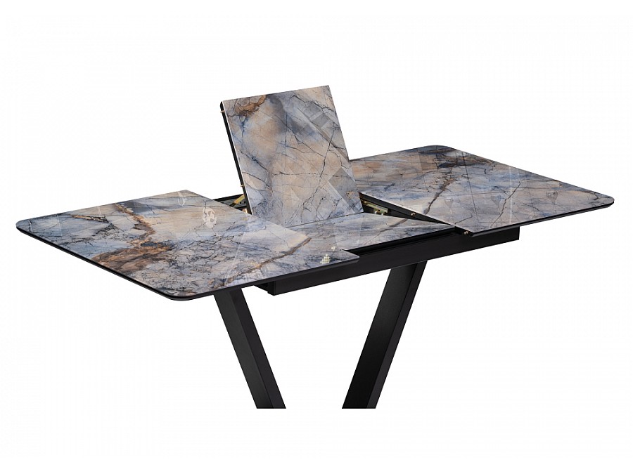 Стол стеклянный Стол на тумбе Бугун 120(160)х80х77 магеллан / черный