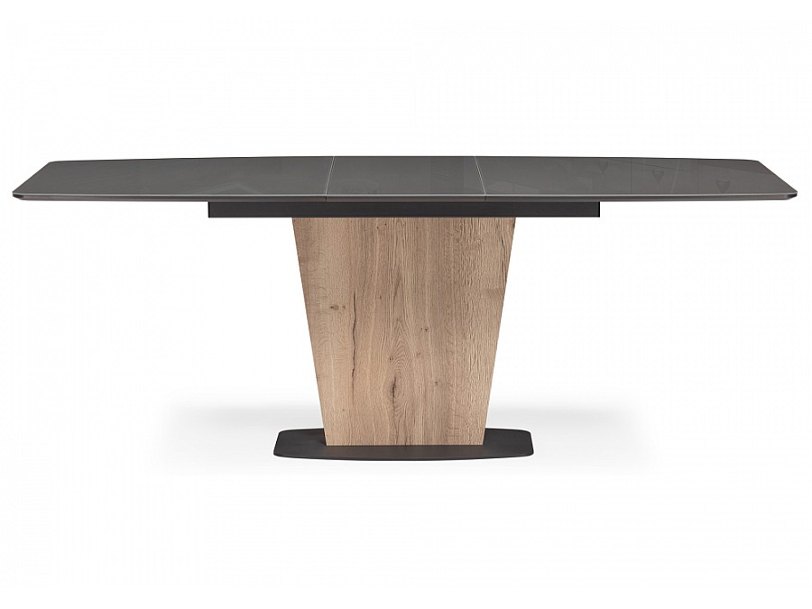 Стол стеклянный Теон 160(200)х90х76 графит / дуб галифакс