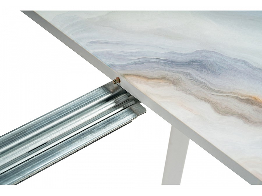 Стол стеклянный Кловис 100(140)х100х76 кианит / белый