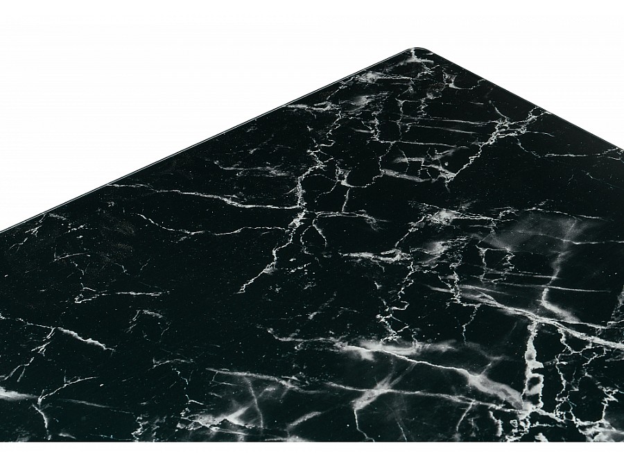 Стол стеклянный Иматра 140(180)х80х76 мрамор черный / черная шагрень
