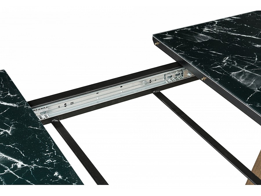 Стол стеклянный Иматра 140(180)х80х76 мрамор черный / черная шагрень