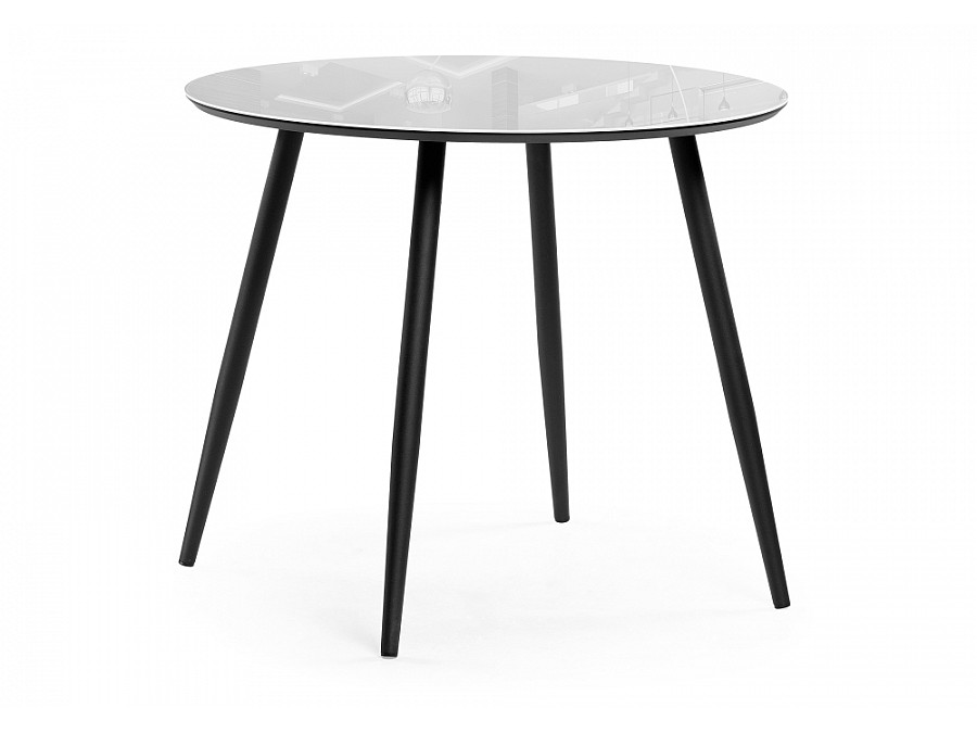 Стол стеклянный Абилин 90 ультра белое стекло / черный / черный матовый