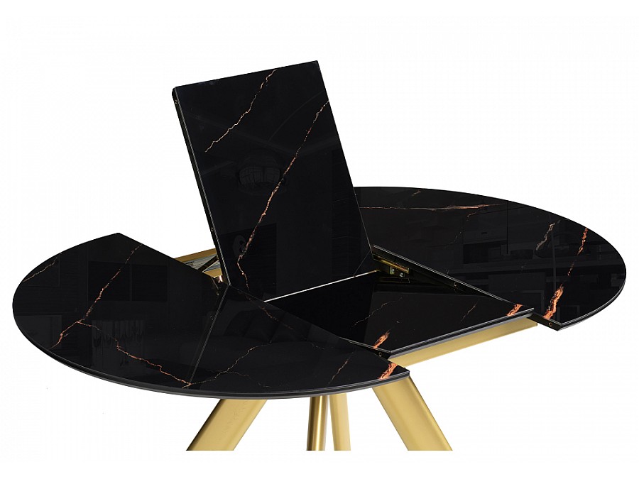 Стол стеклянный Галвестон 100х76 обсидиан / черный / золото