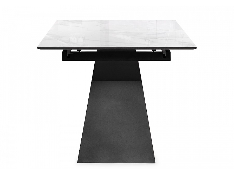 Стол стеклянный Денхольм 240(290)х100х75 белый мрамор / черный