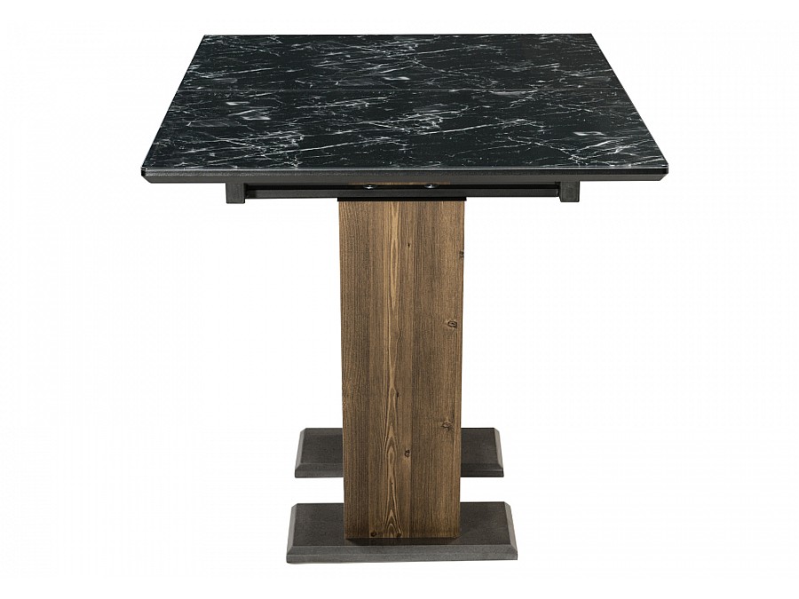 Стол стеклянный Иматра 140(180)х80х76 мрамор черный / черная шагрень