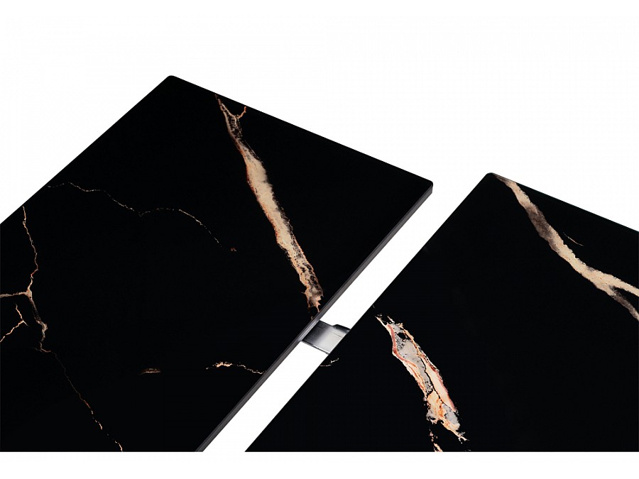 Стол стеклянный Торвальд 140(200)х80х77 обсидиан / черный