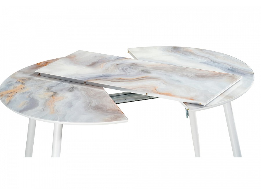 Стол стеклянный Кловис 100(140)х100х76 кианит / белый