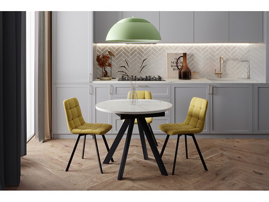 Стол стеклянный Трейси 110(150)х100х75 белый / черный