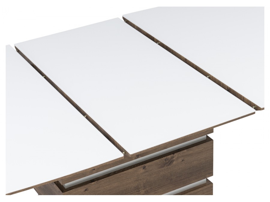 Стол стеклянный Фернан 140(180)х80х76 орех кантри / белый