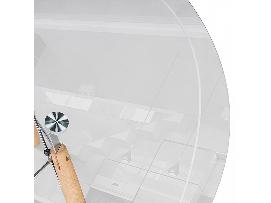 Стол стеклянный PT-151 80х76 clear glass / wood