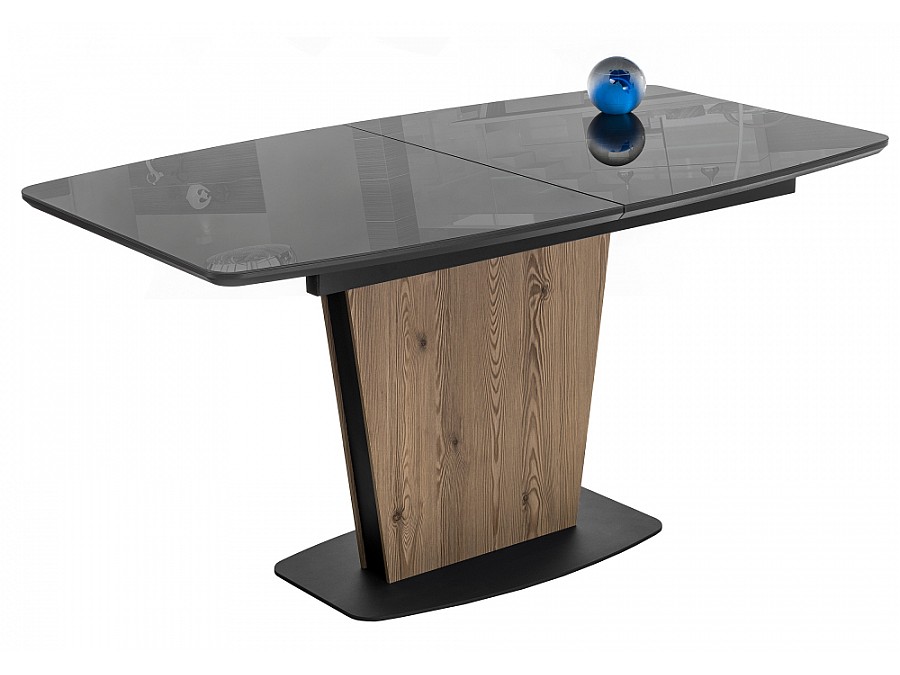 Стол стеклянный Теон 140(180)х80х76 лиственница / графит