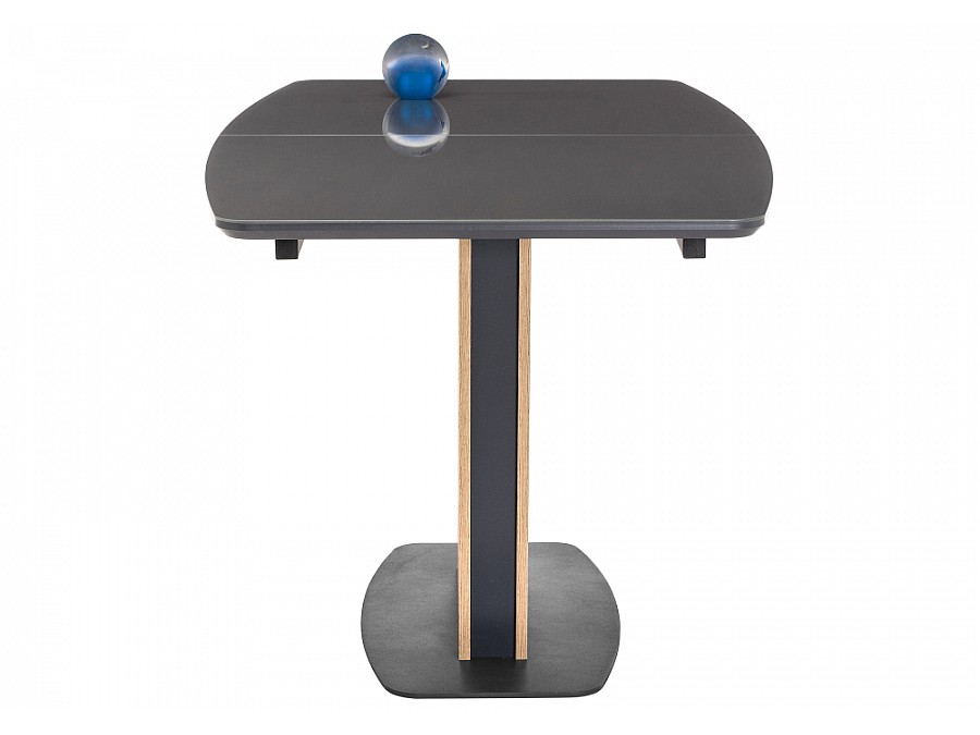 Стол стеклянный Теон 140(180)х80х76 графит / дуб антор натуральный