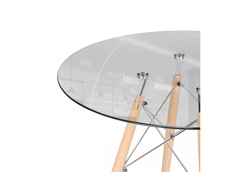 Стол стеклянный PT-151 80х76 clear glass / wood