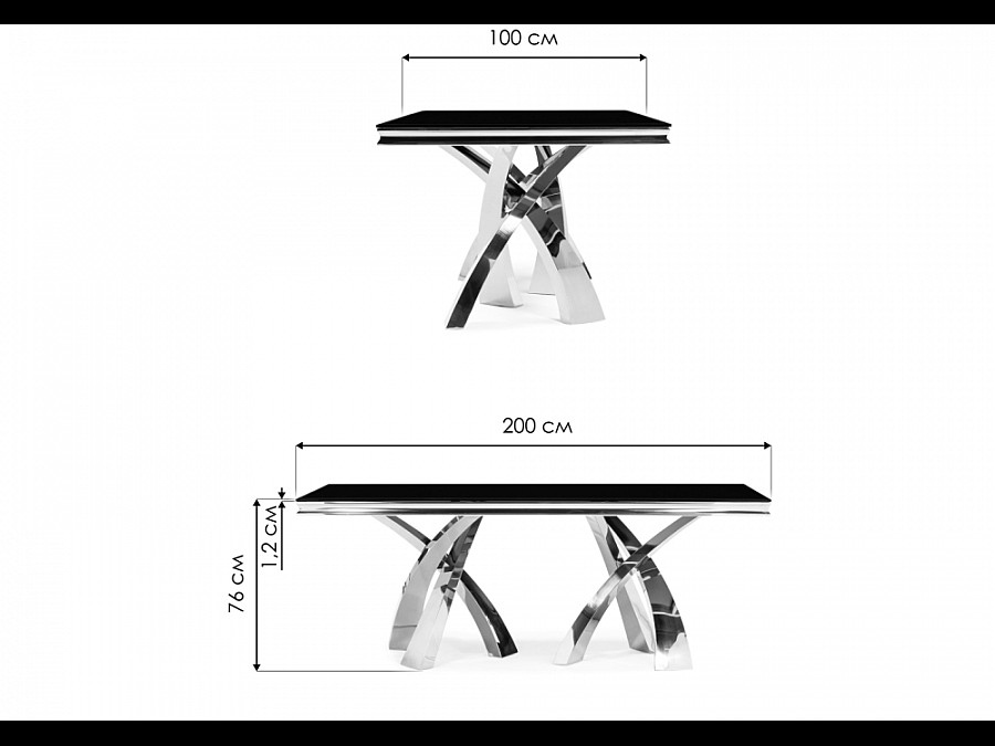 Стол стеклянный Komin 2 200х100х76 черный / золото