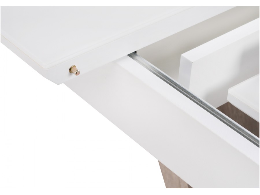 Стол стеклянный Петир дуб с пилением / белая шагрень