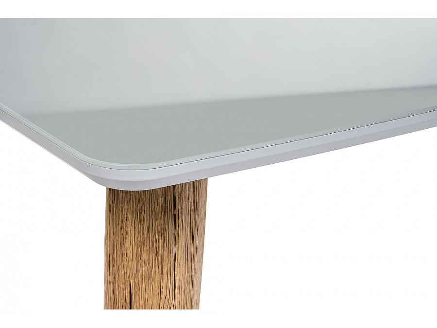 Стол стеклянный Серсея 140(180)х80х75 дуб монтана / белый