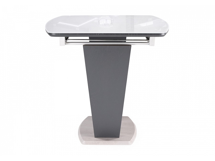 Стол стеклянный Петир 120(160)х80х75 ультра белый / гриджио / камень серый