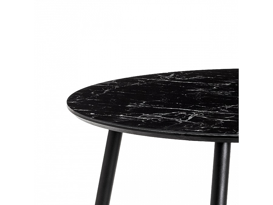 Стол стеклянный Кловис 100(140)х100х76 вставка стекло черный мрамор / черный