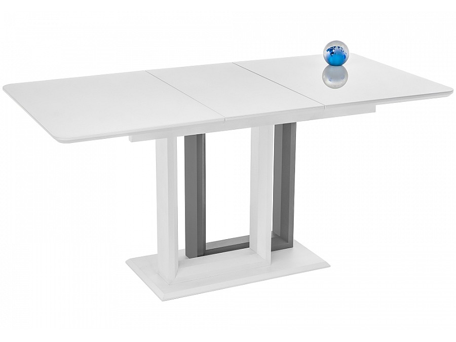 Стол стеклянный Санса 120(160)х80х76 белая шагрень / белый