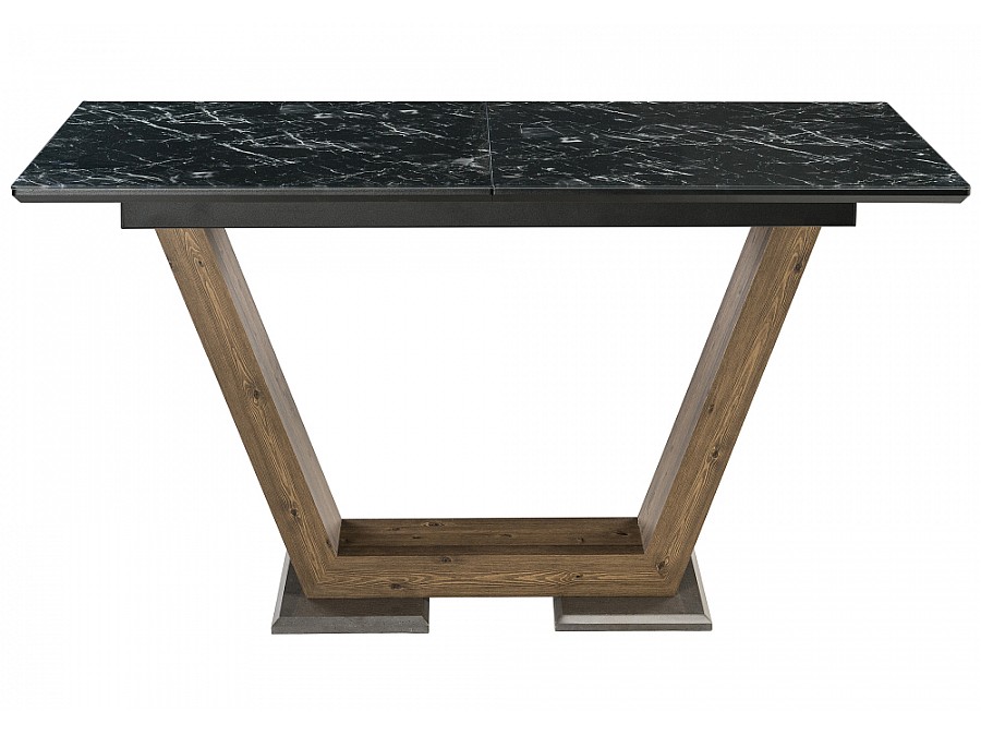 Стол стеклянный Иматра 140(180)х80х76 мрамор черный / черная шагрень